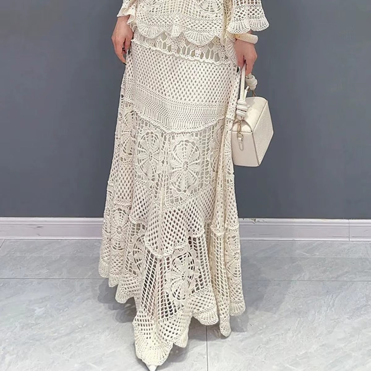 Wholesale Women's New Lace Two-Piece Set – Elegant O-Neck, Loose Sleeveless, Casual Dress & Shirt