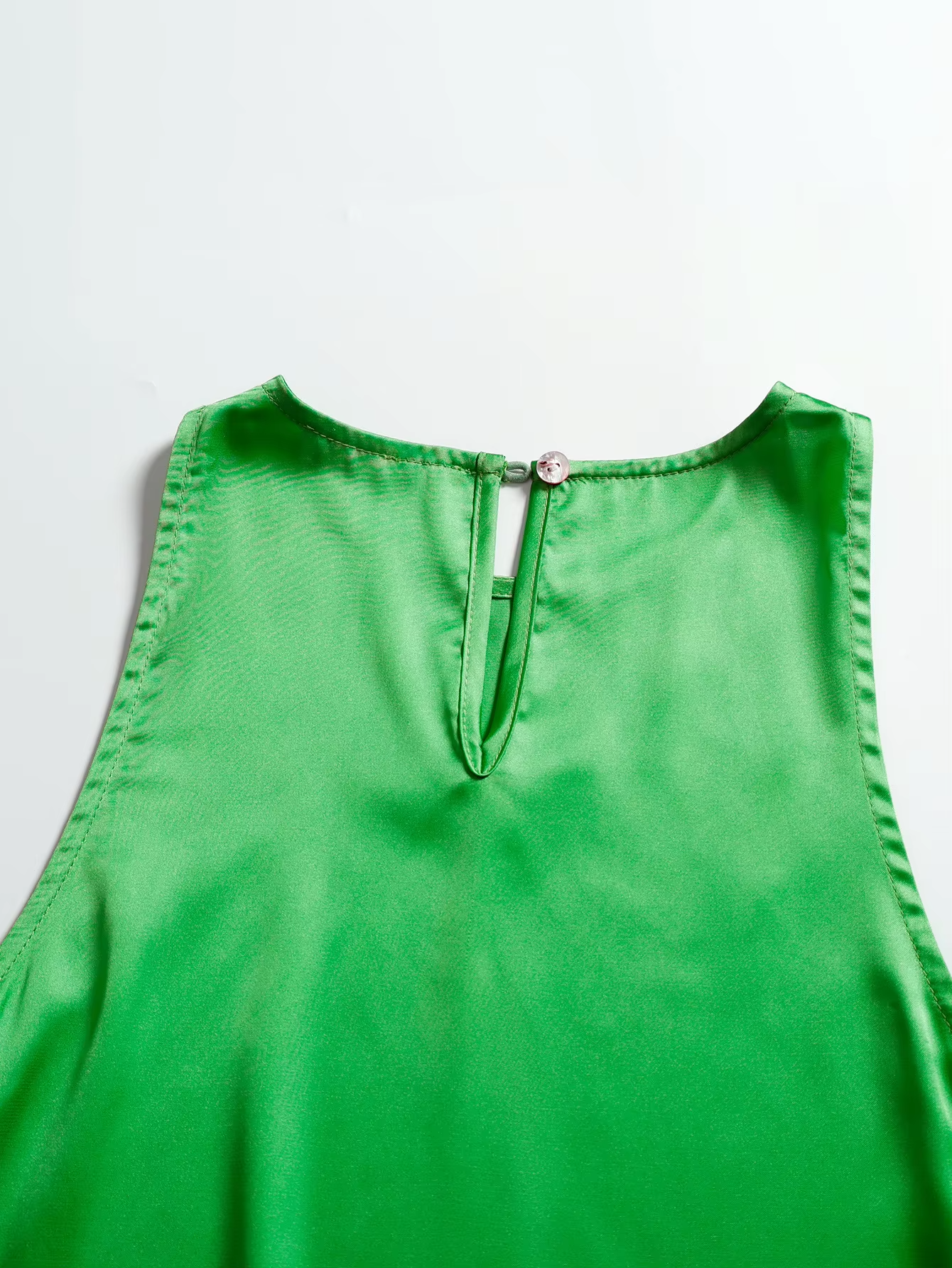 High-end summer evening dress – satin, ruffled, floor-length, European American style