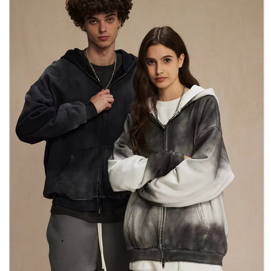 Men's Vintage Retro Oversized Cotton Hoodie – Washed, Digital Printed, Long Sleeve, Warm for Winter