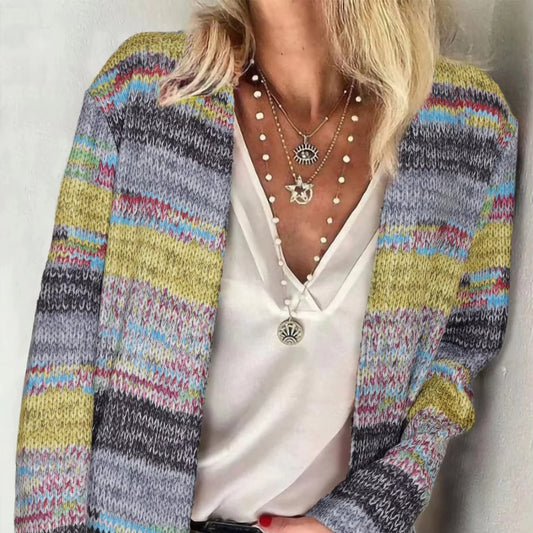 Wholesale vintage women's knitted cardigan – loose, casual, breathable, printed, for commuting