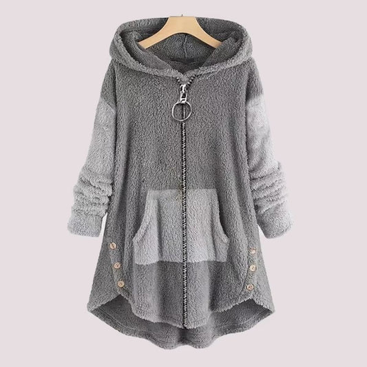 Women's Newton fleece jacket – street-trendy, loose, hooded, printed, autumn-winter