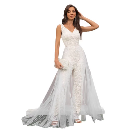 Women's Vintage Jumpsuit – Slim, Sexy, Lace-Mesh Spliced, Sleeveless, Empire Waist, Solid Color