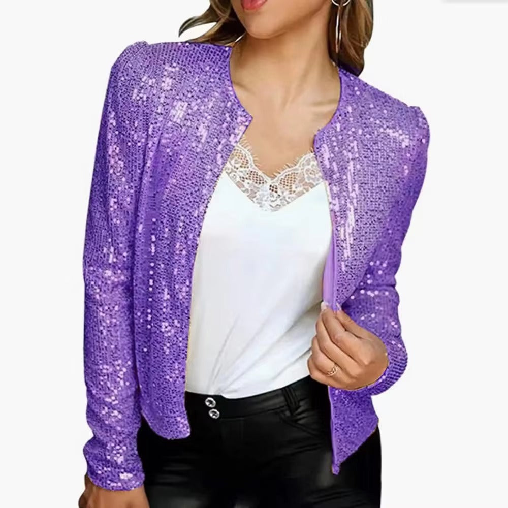 Women's Stylish Sequin Blazer – Short, Shiny, Versatile for Daily Wear & Parties, Spring-Ready