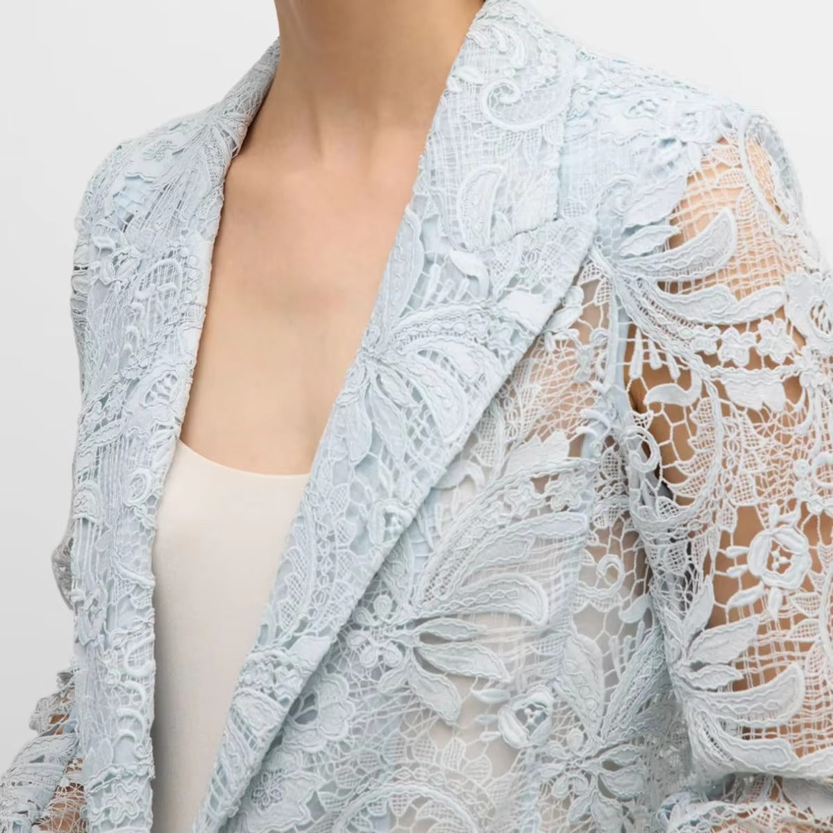Embroidered Lace Lapel Pants Suit – Long Sleeve, Formal Evening Wear for Autumn & Winter