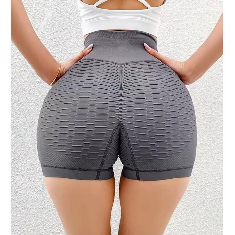 Women's High-Waist Fitness Shorts – Belly-Tightening, Peach Hip, Elastic, for Yoga & Running