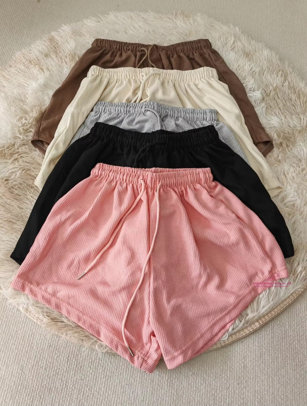 High-Waisted Waffle Shorts – Casual, All-Match, A-Line Summer Women's Sports & Home Shorts